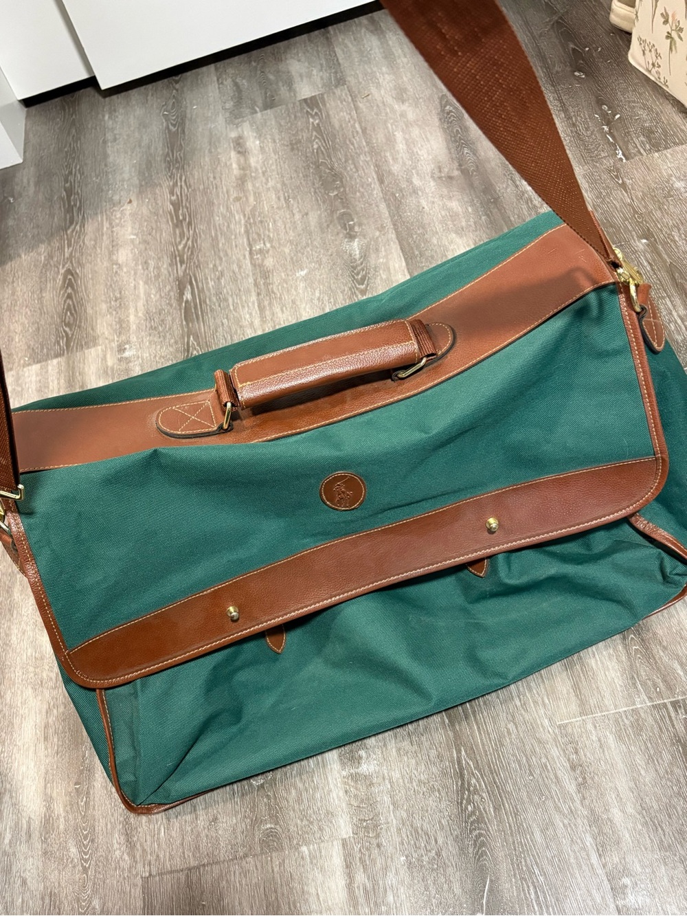 Polo by Ralph Lauren Green Canvas Duffel with Brown Leather Trim - Picture 7 of 7